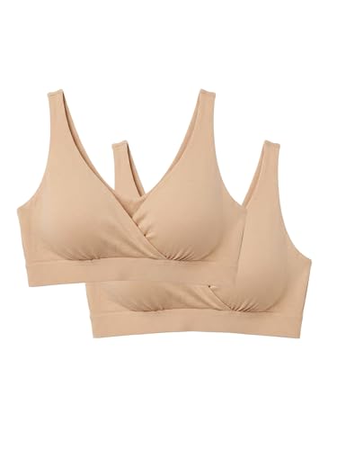 HATCH The Dream Feed Nursing & Sleep Bra - color: Sand/Sand (Pack of 2), size: Small
