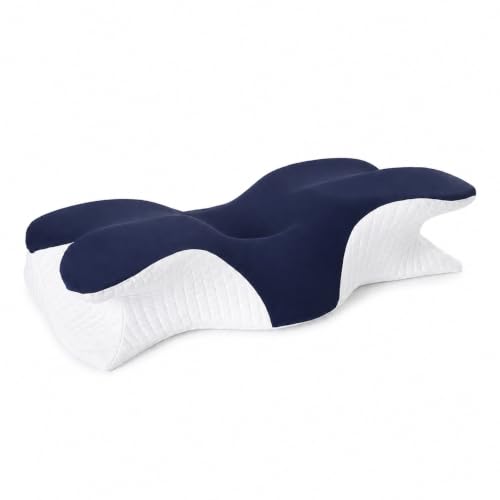 Pampkin Memory Foam Cervical Neck Pillow for Sleeping | Ergonomic Spinal Alignment Support Pillow for Neck, Back & Shoulder Pain Relief | Contoured Butterfly Design for Side, Back, Stomach Sleepers