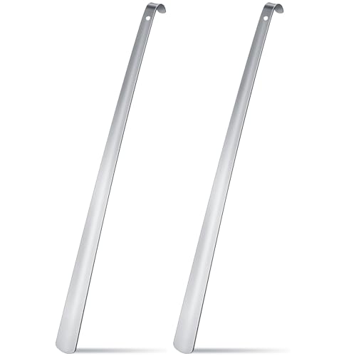 2 Pcs 31.5'' Extra Long Metal Shoe Horn for Elderly, Silver - color: Silver, size: 31.5''