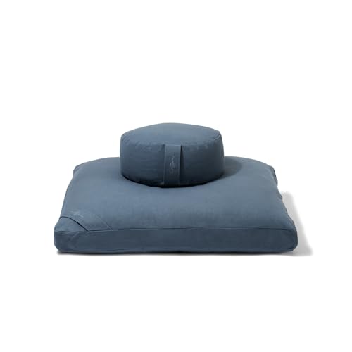 renoo Meditation Cushion Set - Zafu Meditation Pillow and Zabuton Floor Cushion - Adjustable Organic Buckwheat and Cotton Fill - GOTS Certified Cotton Washable Covers - 30x30x10 - Multiple Colors - color: Teal