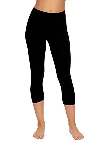 Felina Women's Cotton Modal Capri Leggings - color: Black, size: Large