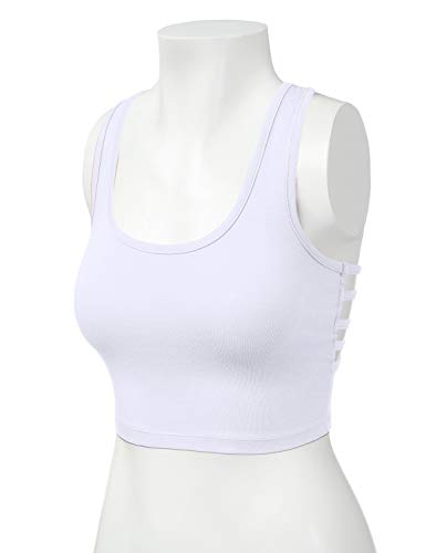 Women's Sleeveless Racerback Crop Tank Top Camisole Backless Scoop Neck Shirts - color: 964-white, size: Medium