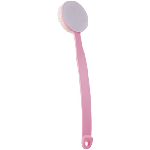 Nano Glass Foot File Callus Remover, 13.7" Long Handle Foot Scrubber Brush, 2-in-1 Pedicure Tool Hard & Dead Skin Remover, Back Scrubber Body Brush for Shower Deep Cleansing Exfoliating, Pink - color: Pink
