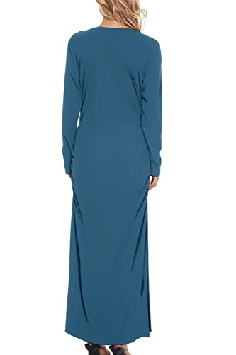 Smallshow Women's Ruched Long Sleeve Split Maternity Dress - color: Grey Blue, size: XX-Large