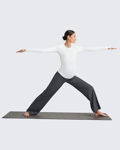 G4Free BareFeel Maternity Yoga Pants Pregnancy Slacks Over the Belly - color: Dark Gray, size: X-Small