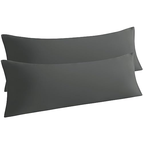 NTBAY Body Microfiber Pillowcases, Set of 2, Dark Grey - color: Dark Grey, size: Body (20"x54")