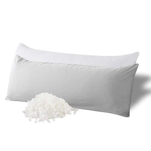 WhatsBedding Memory Foam Body Pillow with Cover, Long Bed Pillow for Adults - color: Light Grey