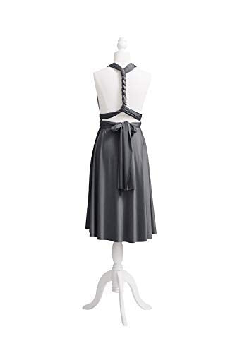 72styles Multi-Way Wrap Short Infinity Dress for Bridesmaids - color: Charcoal Grey
