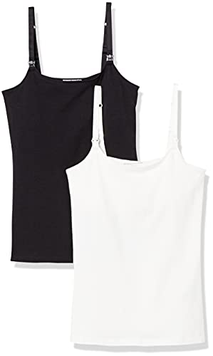 Amazon Essentials Women's Maternity Nursing Tops, Pregnancy Clothes with Adjustable Straps and Built-in Shelf Bra, Pack of 2 - color: 2-pack Black/White, size: X-Large