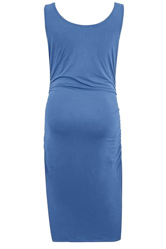 Smallshow Women's Maternity Dress Summer Ruched Pregnancy Tank Dress Clothes - color: Grey Blue, size: Medium