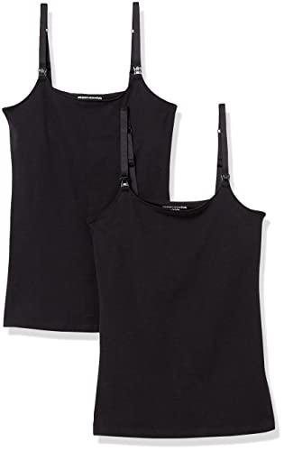 Amazon Essentials Women's Maternity Nursing Tops, Pregnancy Clothes with Adjustable Straps and Built-in Shelf Bra, Pack of 2 - color: 2-pack Black, size: Small