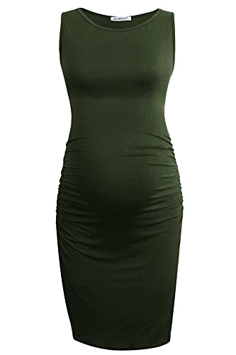 Smallshow Women's Sleeveless Maternity Dress - color: Army Green, size: Medium
