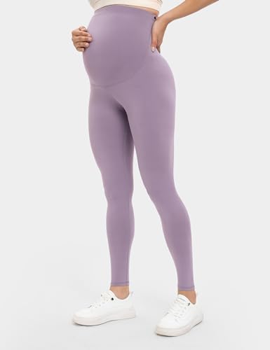 Buttergene 3 Pack Maternity Leggings with Elastic Band - color: 3pack Black/Dusty Pink/Lunar Rock, size: Medium