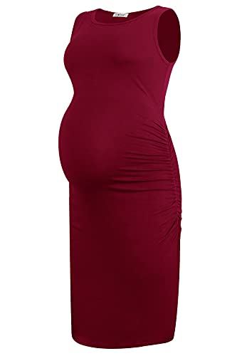 Smallshow Women's Sleeveless Maternity Dress - color: Wine, size: Medium