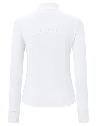 BGOWATU Women's Workout Athletic Jacket Zip Up Running Jackets Thumb Hole - color: White, size: XX-Large