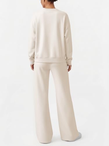 EFAN Womens Sweat Sets 2 Piece Sweatsuits Modal Blend Matching Loungewear - color: Beige, size: Large
