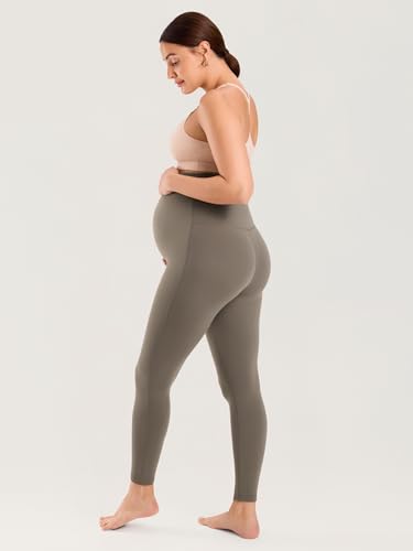 MOMANDA Seamless Maternity Leggings 25" - color: Nomad Grey, size: X-Small