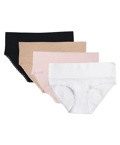 Pact Organic Cotton Maternity Foldover Hipster Underwear for Pregnancy Postpartum, 4 pack - color: Everyday Basics