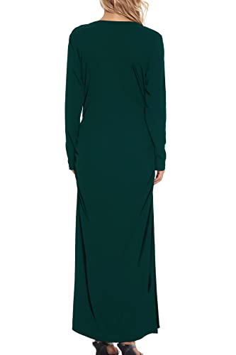 Smallshow Women's Ruched Long Sleeve Split Maternity Dress - color: Deep Green, size: Large