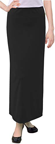 BABY O Women's Basic Modest 37" Below The Knee Ankle Length Maxi Straight Skirt - color: Black, size: 00
