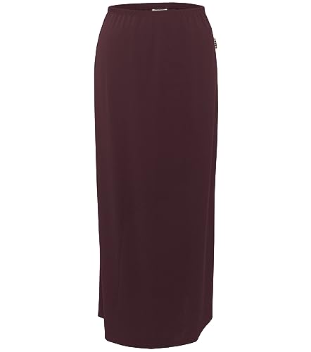 BABY O Women's Basic Modest 37" Below The Knee Ankle Length Maxi Straight Skirt - color: Eggplant, size: 8