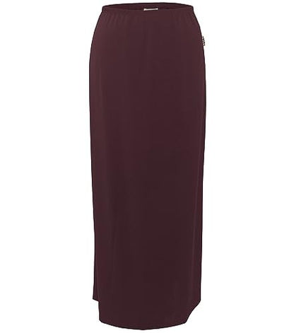 BABY O Women's Basic Modest 37" Below The Knee Ankle Length Maxi Straight Skirt - color: Eggplant, size: 8