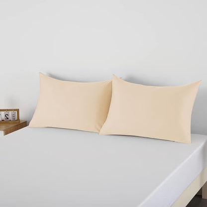 100% Egyptian Cotton Pillow Protectors Set of 4 Standard Size - color: Beige, size: Standard 4Pack