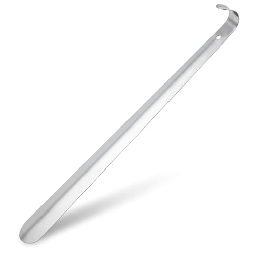 Metal Shoe Horn, Stainless Steel Shoe Spoon for Shoes - color: Metallic Silver, size: 16.5 inch
