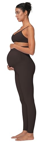 Sunzel Maternity Leggings, Over Belly Pregnancy Yoga Pants, Buttery Soft - color: 28" Seal Brown, size: Medium