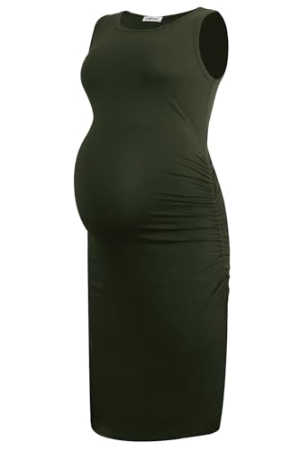 Smallshow Women's Sleeveless Maternity Dress - color: Army Green, size: Small