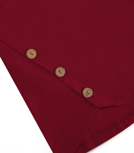 Quinee Women's Casual Button Side Nursing Tops Maternity Breastfeeding Tunic - color: Wine Red, size: X-Large