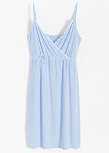 Latuza Women's Viscose Nursing Nightgown and Robe Set - color: Light Blue, size: Medium
