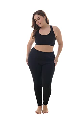ZERDOCEAN Women's Plus Size 100% Cotton Fleece Lining Leggings - color: Black, size: 3X