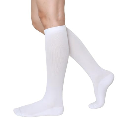 Travel Compression Socks for Men and Women, 20-30 mmHG, Graduated Compression for Flight Travel S, White