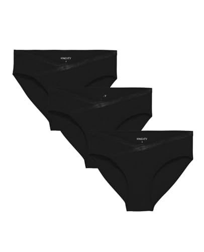 KNICKEY Subset Women's Organic Cotton Maternity Below-Belly Briefs, 3 Pack - color: Carbon, size: Medium