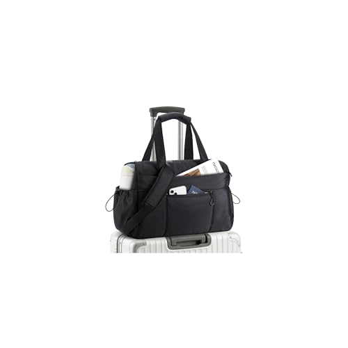 TOPEAST Weekender Bag for Women, Lightweight Puffer Travel Duffle Carry On Bag with Wet Pocket & 40oz Tumbler Pocket, Airline Approved Personal Item Overnight Bag, Black, Large - color: Black, size: Large