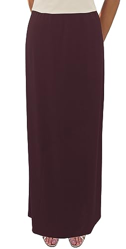 BABY O Women's Basic Modest 37" Below The Knee Ankle Length Maxi Straight Skirt - color: Eggplant, size: 8