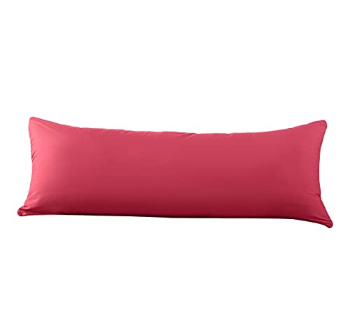 EVOLIVE Body Pillow Cover 21"x54", Microfiber, Hidden Zipper (Crimson) - color: Crimson