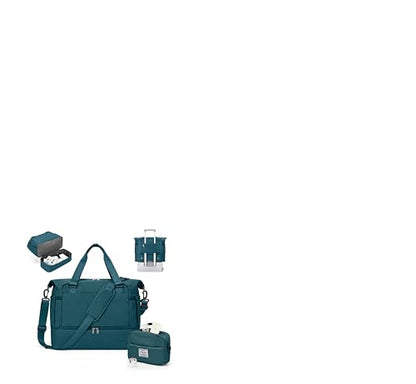 Weekender Bags for Women, Carry On Travel Duffle Bag with Shoe Compartment - color: A- Peacock Blue