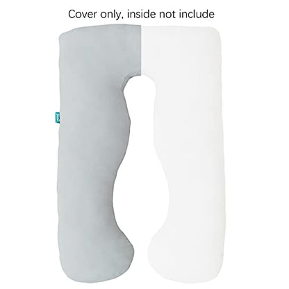 Pregnancy Pillow Cover U-Shaped 100% Cotton (ONLY Pillowcase), Grey - color: Grey, size: U-Shape