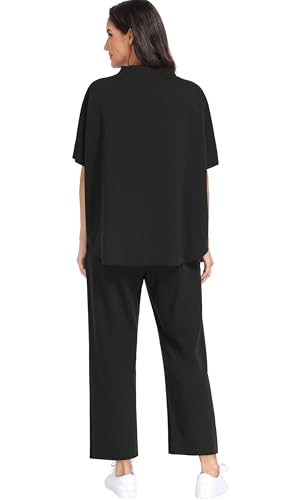 PrinStory Womens Lounge Set Summer 2 Piece Matching Sets - color: Dark Black, size: Small
