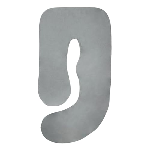 Pregnancy Pillow Cover (ONLY Pillowcase) - G Shaped Pillow Case - Maternity Body Pillow Cover - Removable Soft Cotton Cover (Grey) - color: Grey