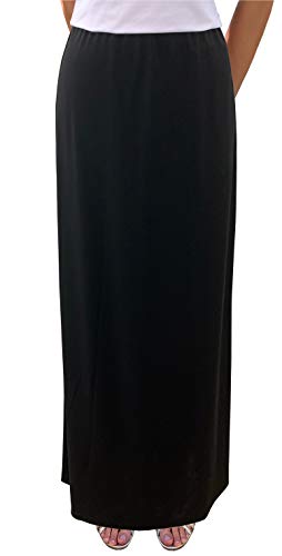 BABY O Women's Basic Modest 37" Below The Knee Ankle Length Maxi Straight Skirt - color: Black, size: 14