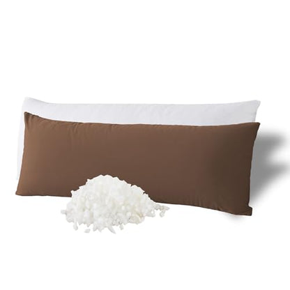 WhatsBedding Memory Foam Body Pillow with Cover, Long Bed Pillow for Adults - color: Mocha Brown