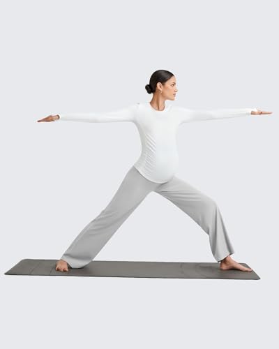 G4Free BareFeel Maternity Yoga Pants Pregnancy Slacks Over the Belly - color: Light Gray, size: X-Large