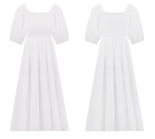R.Vivimos Women's Cotton Off-Shoulder A-Line Midi Dresses - color: White, size: Medium