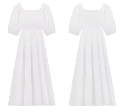 R.Vivimos Women's Cotton Off-Shoulder A-Line Midi Dresses - color: White, size: Small