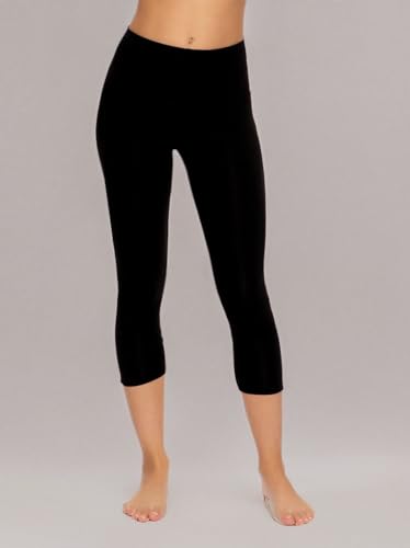Felina Women's Cotton Modal Capri Leggings - color: Black, size: Large