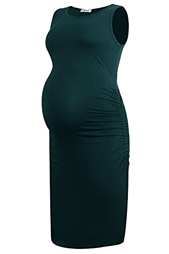 Smallshow Women's Sleeveless Maternity Dress - color: Deep Green, size: Small
