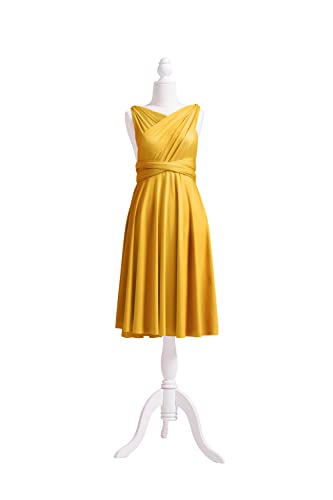 72styles Multi-Way Wrap Short Infinity Dress for Bridesmaids - color: Mustard Yellow